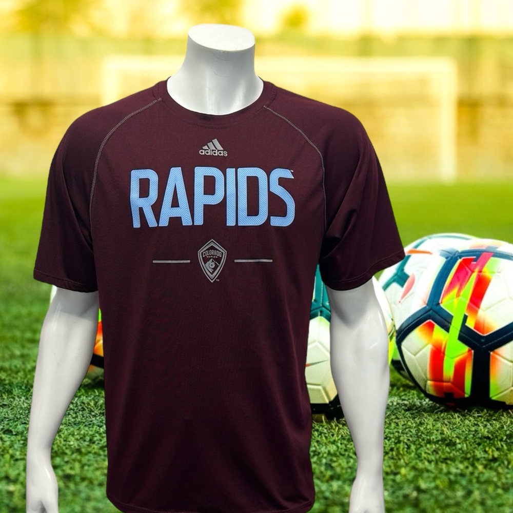 Adidas Cilmalite Colorado Rapids Burgundy Blue Short Sleeve Shirt Size Medium